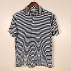 Vineyard Vines Polo Shirt Mens XL Blue White Stripe Short Sleeve Whale Logo